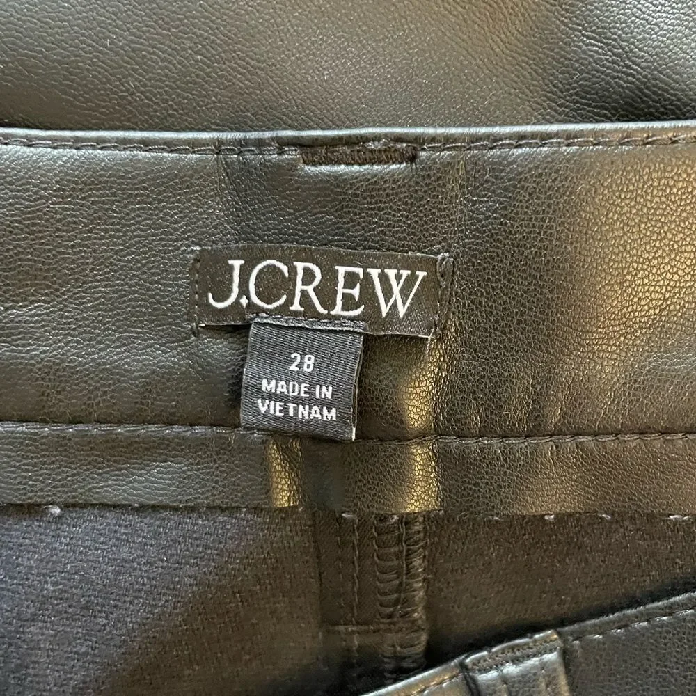 J Crew Faux Leather Black Jeans Size 29